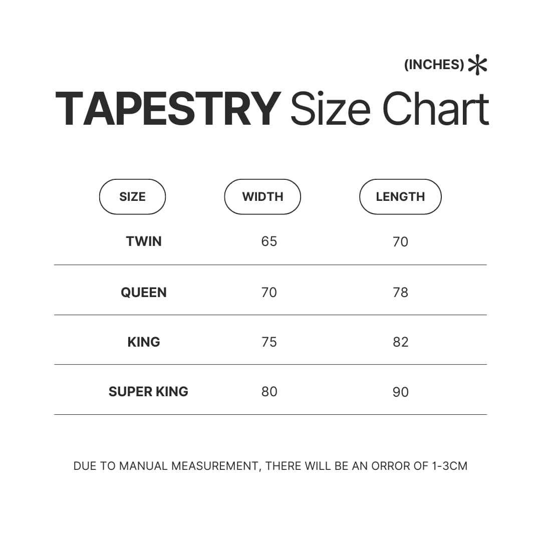 Tapestry Size Chart - Mandala Tapestry