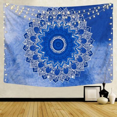 Blue Flower Mandala Tapestry - Mandala Tapestry