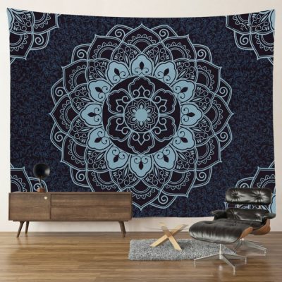 Dark Blue Mandala Tapestry - Mandala Tapestry