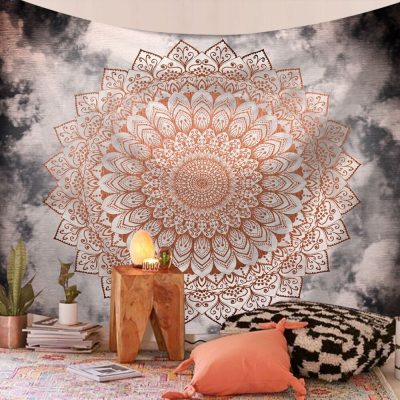 Red White Indian Mandala Tapestry - Mandala Tapestry