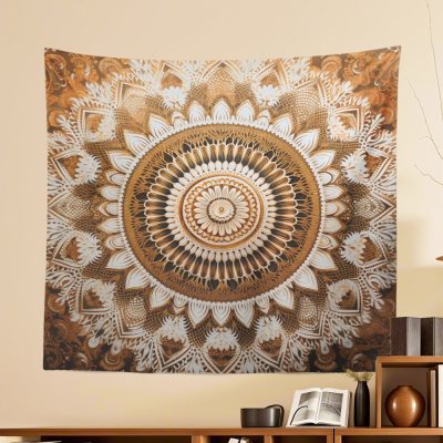 White Flower Mandala Tapestry 1 - Mandala Tapestry